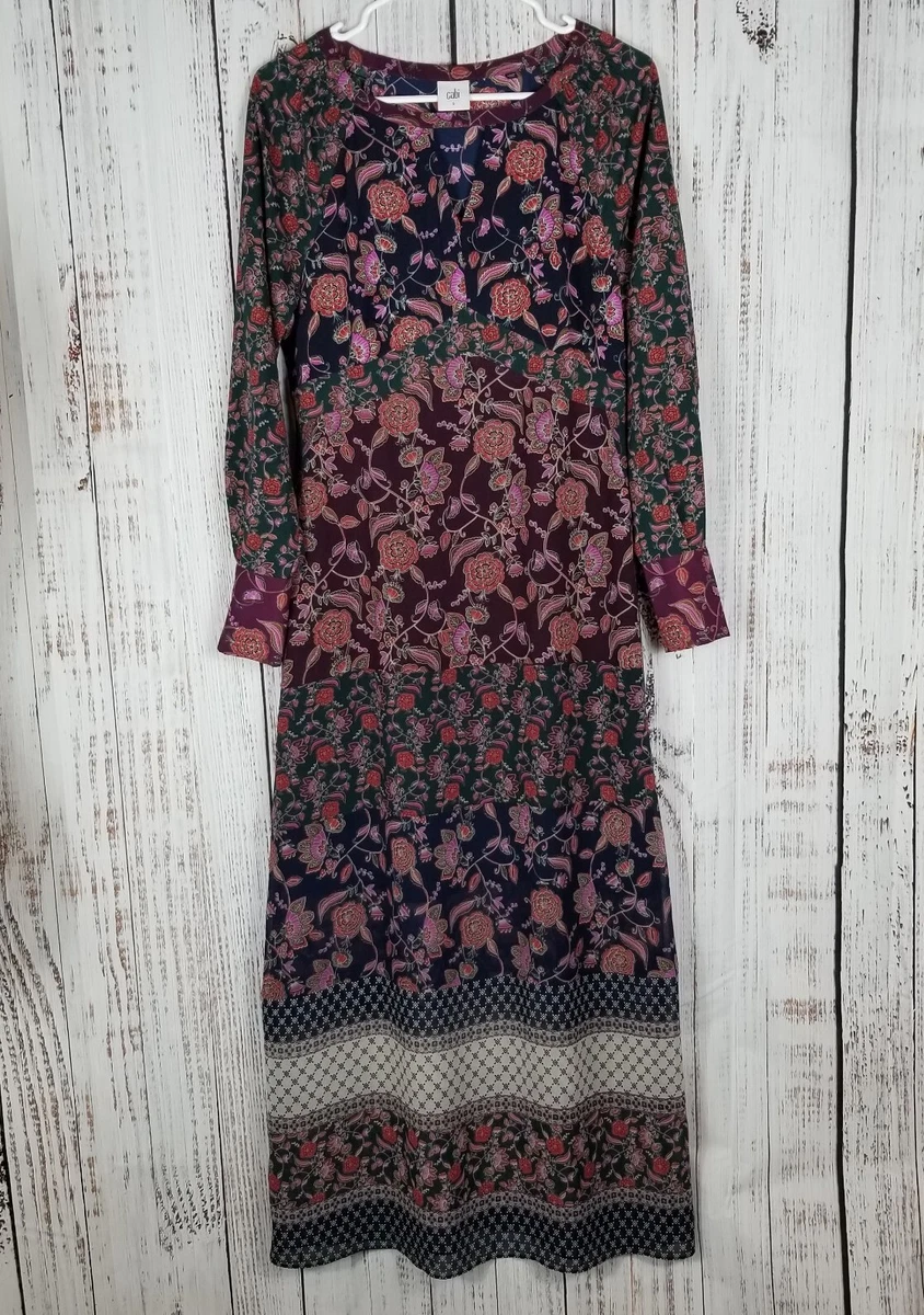 CAbi 3675 Festive Dress In Retro Flower Maxi Dress Prairie Boho