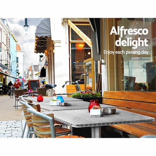 Gardeon Outdoor Bar Table Furniture Adjustable Aluminium Pub Square Cafe Table - Picture 7 of 10