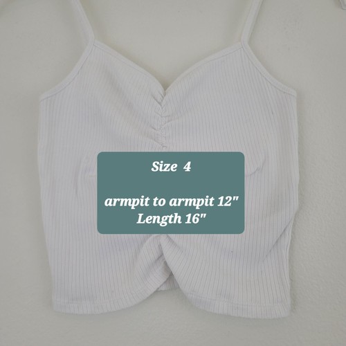 Top Cami bianco a costine ASOS taglia 4 cinturini arricciati Y2K streetwear - Foto 5 di 10