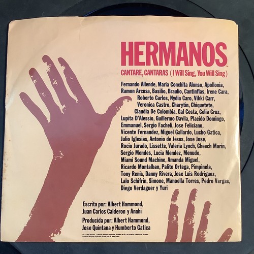 Hermanos 45RPM Cantaré, Cantarás/I Will Sing, You Will Sing 1985 80s Spanish Pop