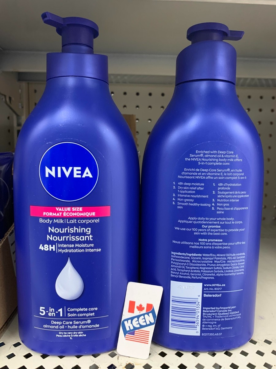 NIVEA Nourishing Body Milk 48H Deep Moisture Body Lotion, 1 L, Exp