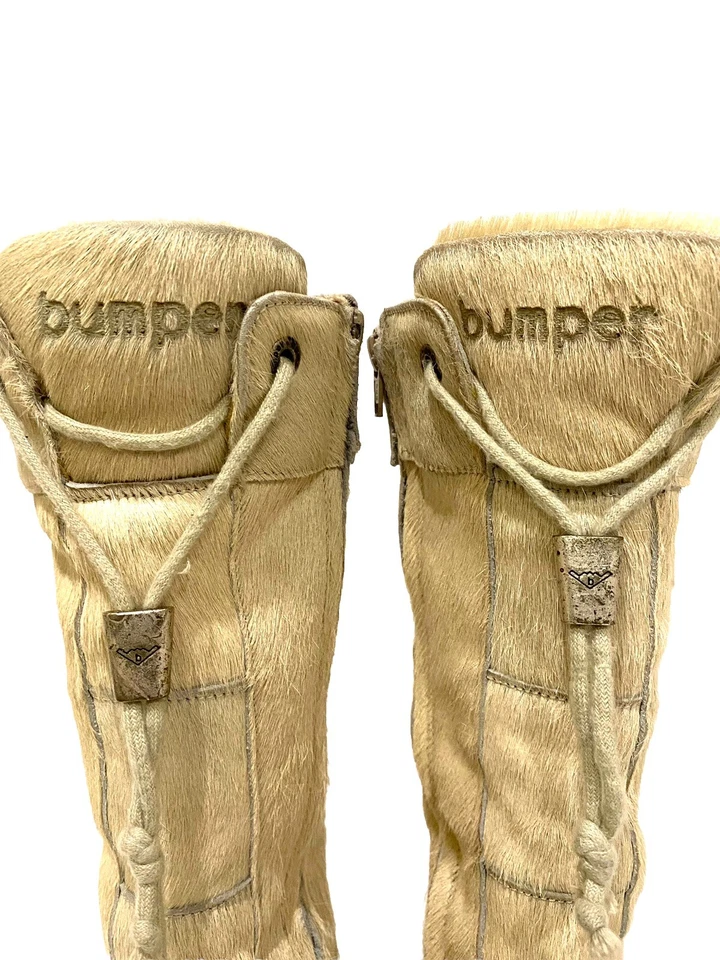 Botas de plataforma Y2K Bumper beige pelo de pony jóvenes niñas talla 12 euros talla 30 vintage Foto 4 de 4