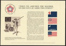 1976 American Revolution Colonial flags Stamp Expo SCCS B-37 Sc SC49 souv card