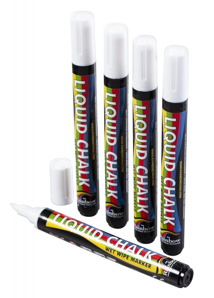 5mm Chisel Tip Chalk Pen Pack of 5 White Pens Liquid Chalkboards Marker Pen
