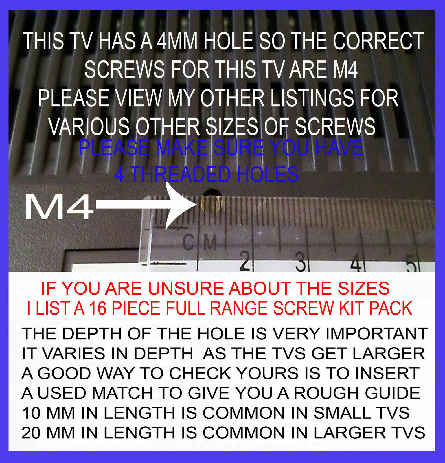 Bracket Tv Wall Mounting Screws For Hitachi Sony Sanyo Bravia Lg Panasonic Vesa eBay