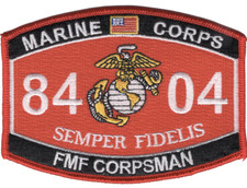 4.5" MARINE CORPS MOS 8404 FLEET MARINE FORCE CORPSMAN EMBROIDERED PATCH