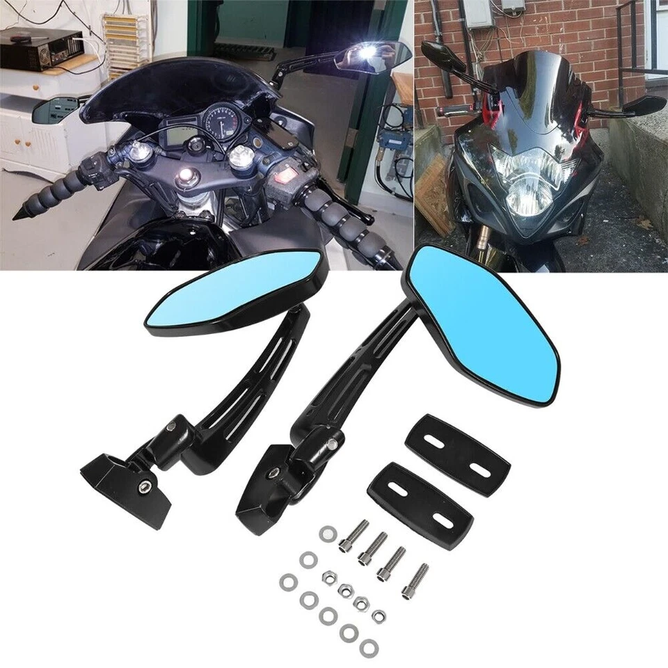 Black Blue Rearview Mirrors For Suzuki GSXR 600 750 1000 Hayabusa GSX1300R SV TL Foto 2 de 4
