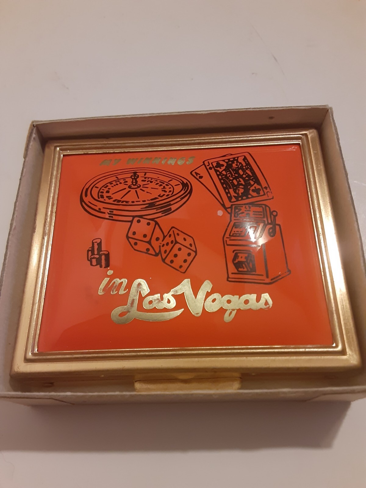 Vintage Las Vegas "my Winnings" Petty Cash Box Coin Slots / Money Clip