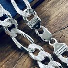 Real Sterling Silver Mens Diamond Cut Figaro Chain Necklace 925 Italy Stamp