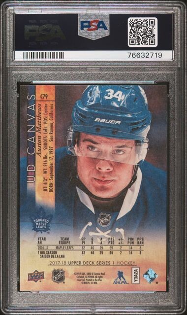 2017-18 Upper Deck UD Canvas Auston Matthews #C79 PSA 10 2nd Year NHL Toronto view 2