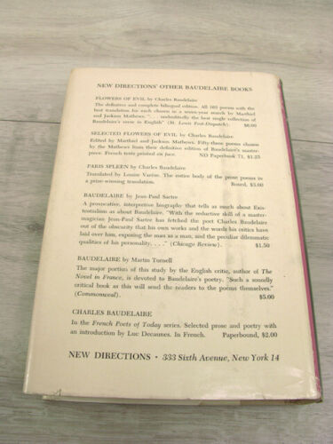 Baudelaire Enid Starkie 1958 HC/DJ 1st Ed. Biography France Poetry Writing - Foto 5 di 13