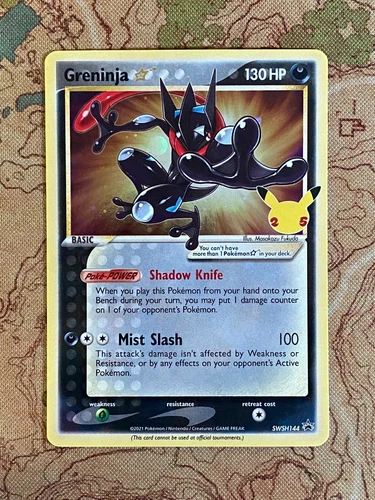 Pokemon Card TCG - Greninja Gold Star SWSH144 Black Star Promo Celebrations NM