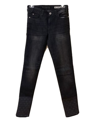 Zara Black Mid Rise Skinny Jeans w Diamond Design Size US 04