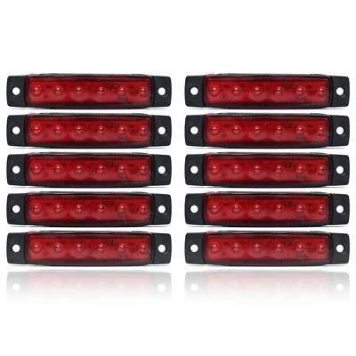 10X 12V 6 Leds Rouges Feu De Position Latéral Arrière Camion Remorque - Photo 1/4
