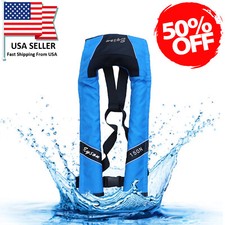 50 Off Adult Inflatable Life Jacket Automatic Manual Vest Lifesaving PFD Blue