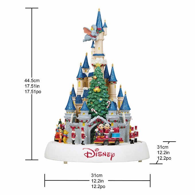 Disney Animated Christmas Holiday Castle Musical Figurine With 8