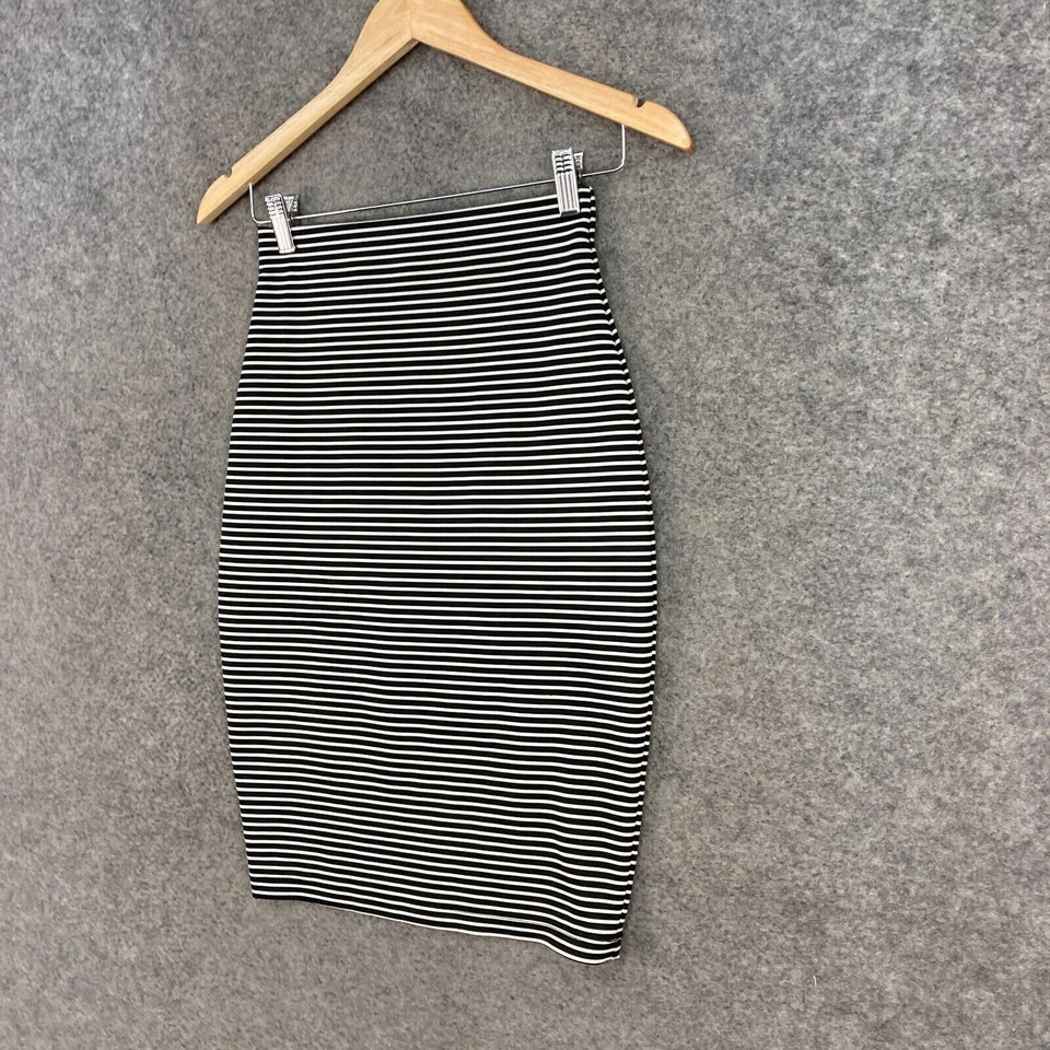Falda recta The Fifth para mujer talla S pequeña negra a rayas cintura elástica 43335 Foto 2 de 4