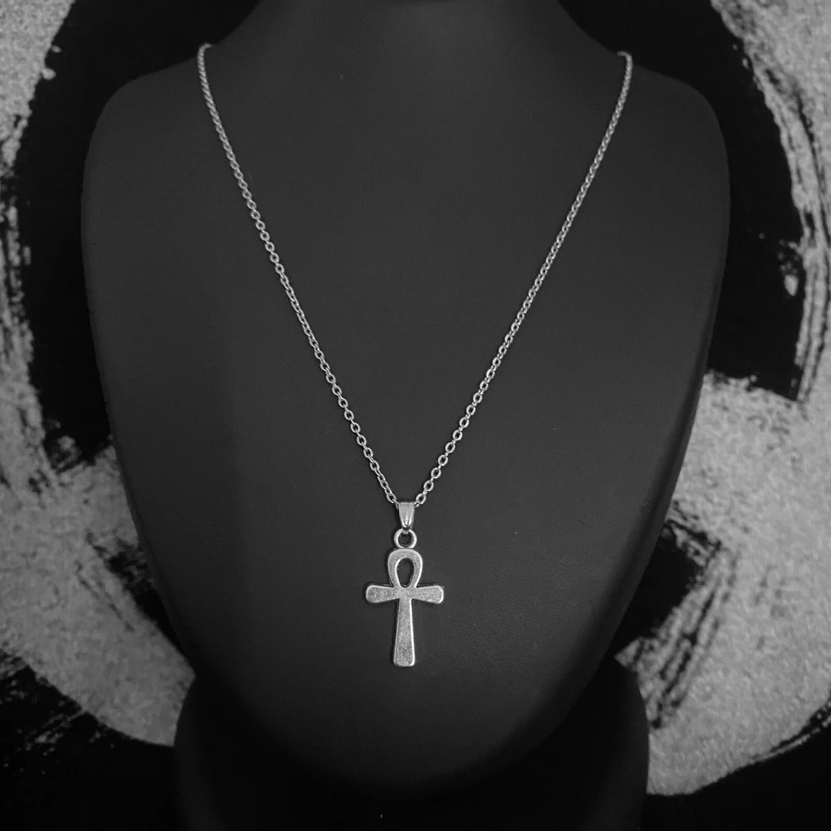Unisex Trendy Silver Egyptian Mini Ankh Pendant Link Chain Necklace Gift UK