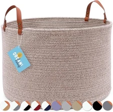 OrganiHaus Brown Large Storage Basket For Organizing 20x13, Large Woven Laundry
