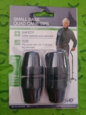 Drive Medical Small Base Quad Cane Tips Black 1/2" Replacement 4-pk
