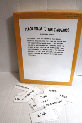 Place Value to the Thousands Group Math Game (Mixed Pair Share) Grades 2-3