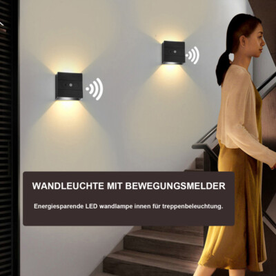 LED Akku Wandleuchte mit Bewegungsmelder,Innen Wandlampe Batteriebetrieben 5V
