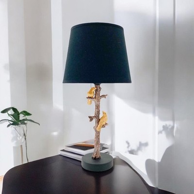Papagei Tischlampe modern Vogel mit Trommel schwarzer Schirm 44 cm Schlafzimmer Flur