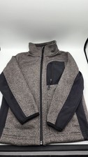 Reebok kids Full Zip Sweater Fleece Jacket Gray Black Knit Hybrid Size M