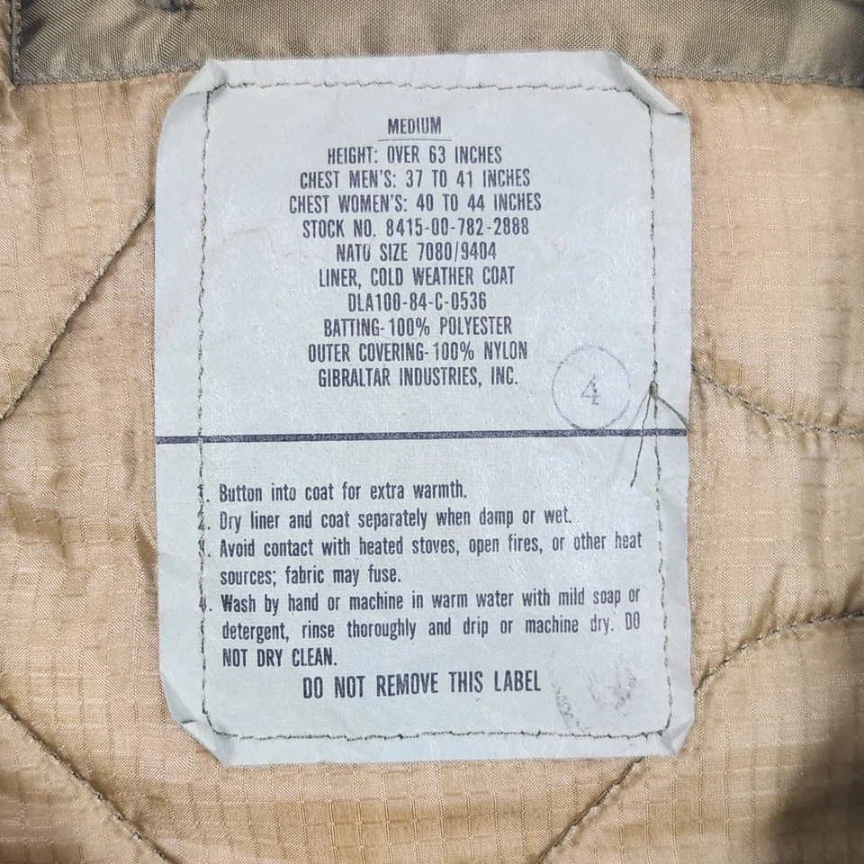 Vintage M-65 Field Jacket Medium Cold Weather Coat OG-107 Air Force With Liner - Image 4 of 4