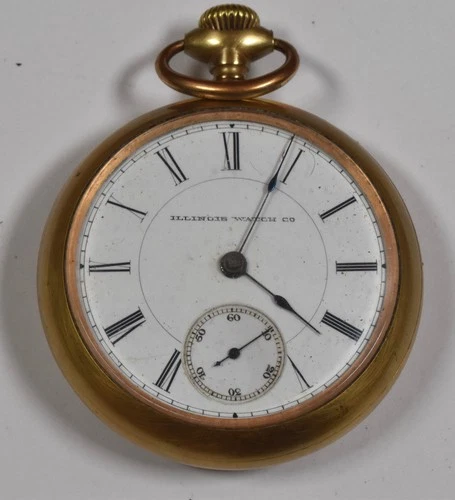 Antique 1880s Illinois Watch Co Open Face Model 1 Pocket Watch 15 Jewel Size 18s
