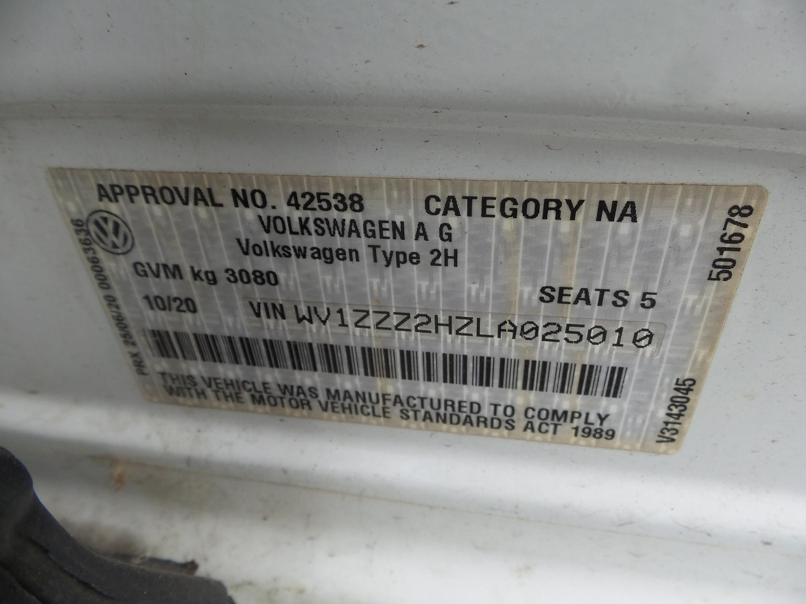 2020 Volkswagen Amarok ABS SENSOR RIGHT RHS RH FRONT 2H 10/10-09/22 image 2