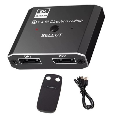 Displayport Switch DP 1.4 Bi-Directional Switcher Splitter 2X1 1X2 8K@30Hz IR