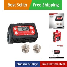 1" 2-35 GPM8-132 LPM Digital In-line Turbine Meter, Aluminum, Fuel Transfer M...