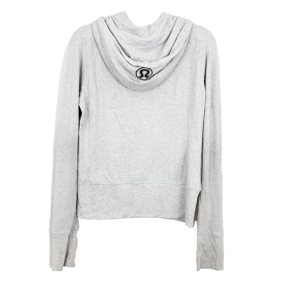 LULULEMON Scuba Hoodie Light Cotton Fleece Jacket 10 Heather Lt Grey Nimbus B86 - Image 2 of 4