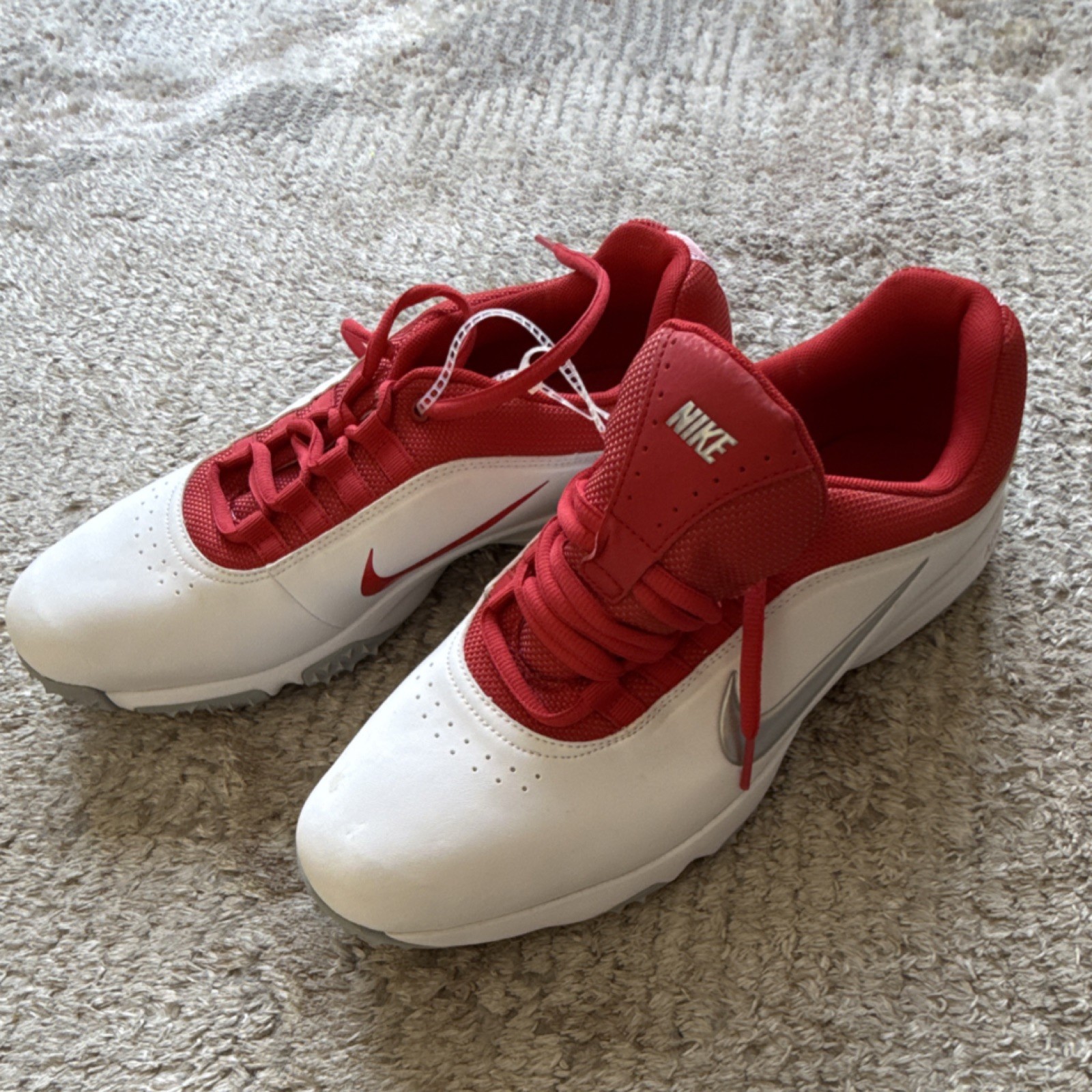 White Red Plastic Spiked Sole Us Size 9