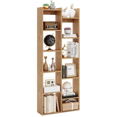 11-Tier Bookcase w/Anti-Tipping Kits Wood Display Shelf Tree-Shaped Bookshelf