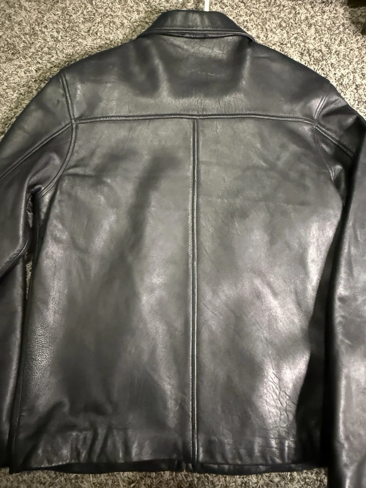 Hugo Boss Chaqueta de Cuero Negra Para Hombre’s M Genuino Cuero Cremallera Frontal Abrigo Clásico Foto 3 de 4