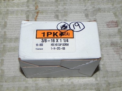 19) 3/8-16x1-1/4'' Stainless Steel 18-8, Hex Head Cap Screw, 1-H-37C-125