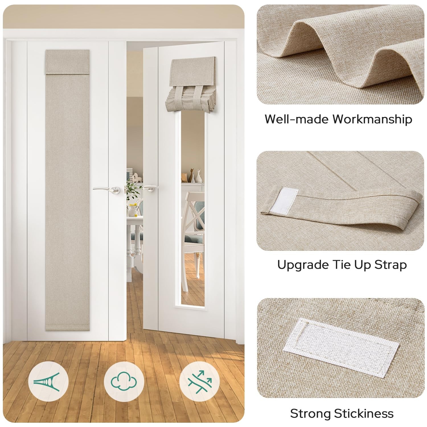 HOMEIDEAS Blackout Linen Sidelight Curtains for Front Door, Side Door Window ...