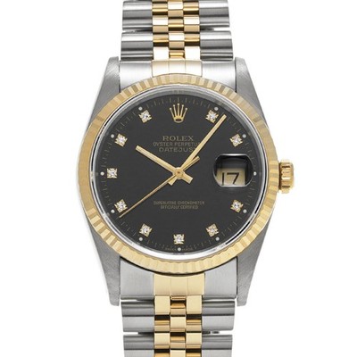 ROLEX Datejust 16233G black/diamond WATCH 716204