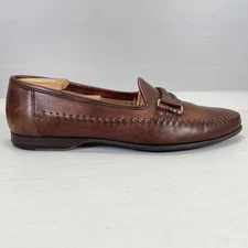 Santoni Bit Loafers Mens Size 11 D Brown Leather Slip On Moc Toe Dress Shoes