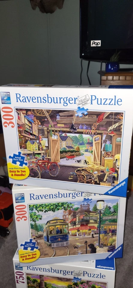 Lot Of 3 Ravensburger Jigsaw Puzzle 750 pc Large Format (2) 300 Pc - Image 2 of 4