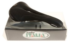 Sella Selle Italia Flite Gel Flow Titanium Rails 2005 pelle nera nuova con scatola NOS NUOVA