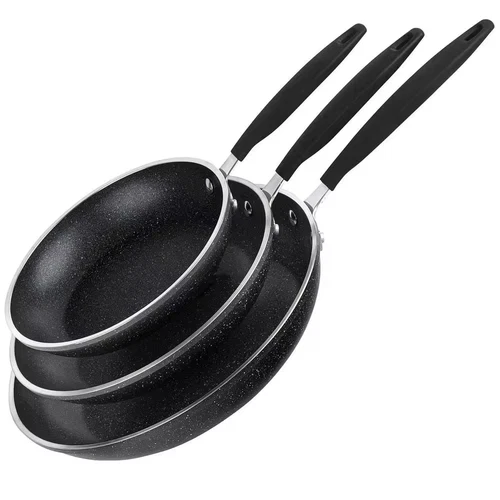 GRANITESTONE Frying Pan Set Nonstick Black Diamond Coated 3-Pc (8",10", 12 in.)