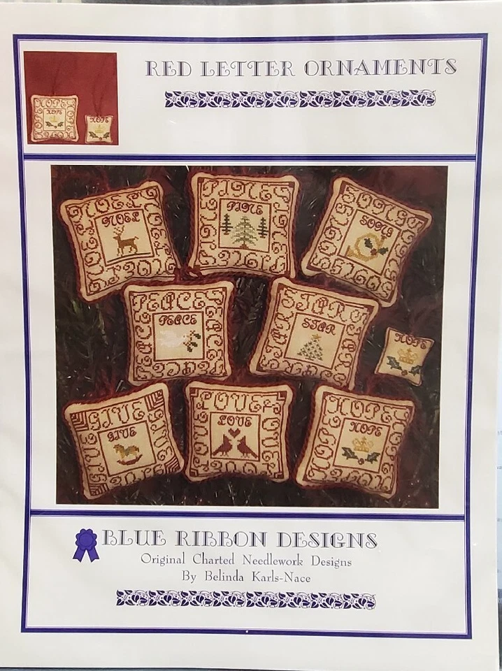 Blue Ribbon Designs RED LETTER ORNAMENTS - 8 Different Ornament Patterns - Image 2 of 3
