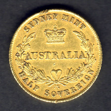 Australia. 1858 Sydney Mint - 1/2 Sovereign.. Much Lustre.. gVF