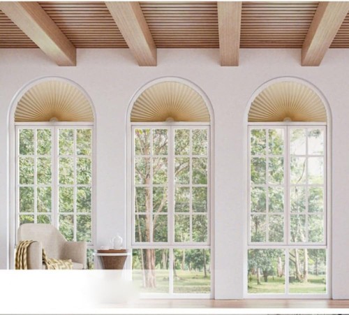 Jlong Arch Window Shade Half Circle 24"W x 12"H, Beige - Picture 5 of 7