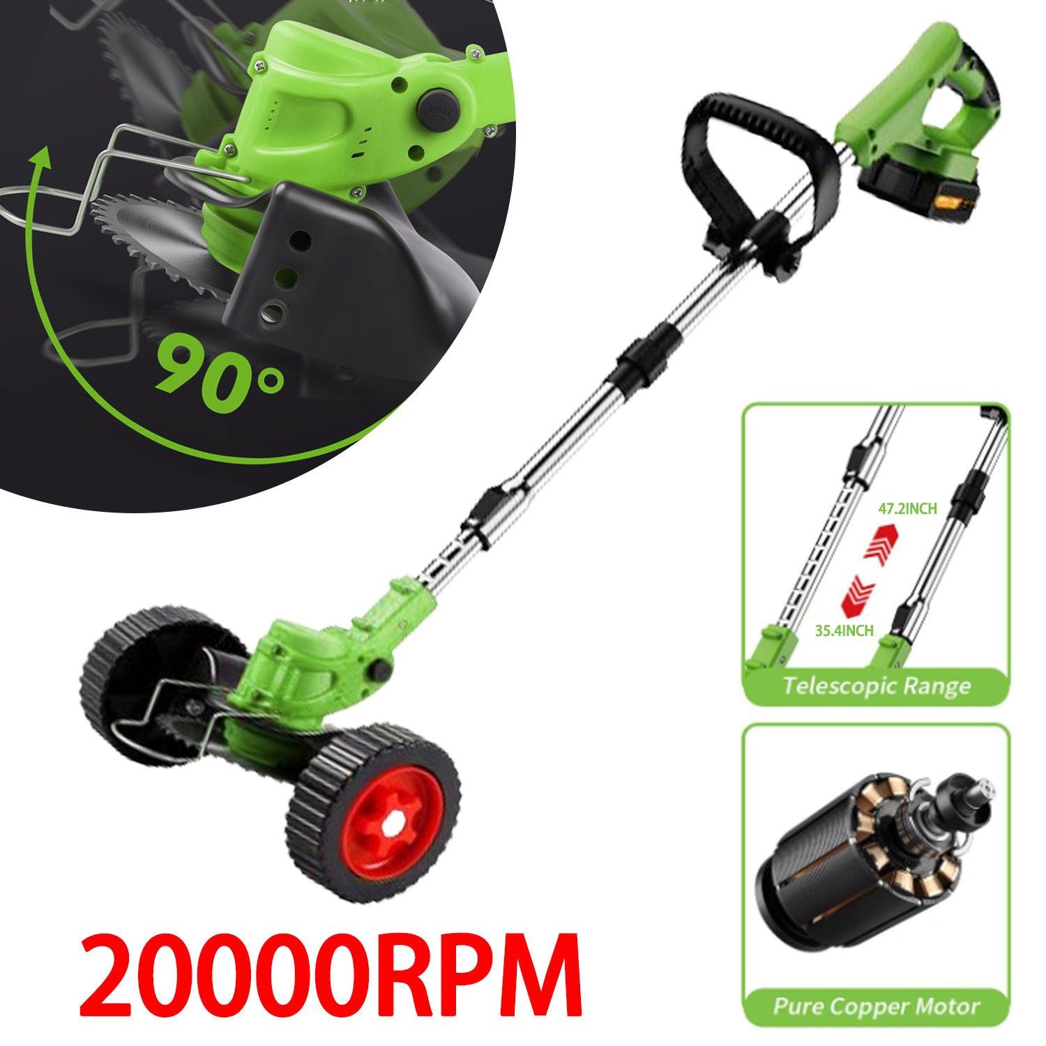 Electric Cordless Grass String Trimmer Lawn Edger Weed Wacker Cutter + 2 Battery