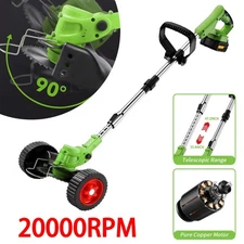 Electric Cordless Grass String Trimmer Lawn Edger Weed Wacker Cutter + 2 Battery