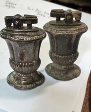 Lot of 2 Vintage Ronson Mayfair Table Lighters Silver Plate 1950's Untested